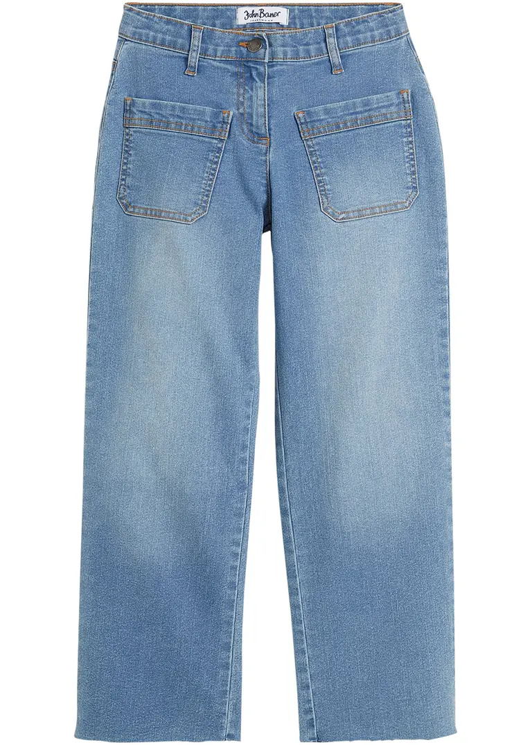 Mädchen Culotte-Jeans, Wide Leg in blau von vorne - John Baner JEANSWEAR