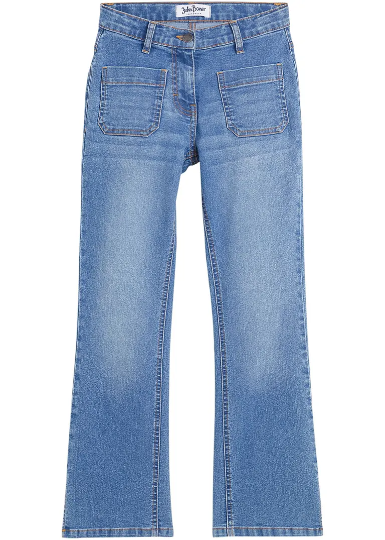 Mädchen Stretch-Jeans, Flared in blau von vorne - bonprix