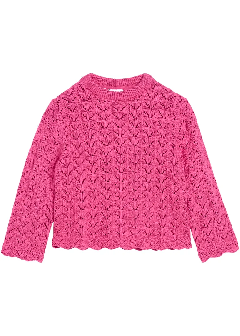 Mädchen Ajour Pullover in pink von vorne - bpc bonprix collection