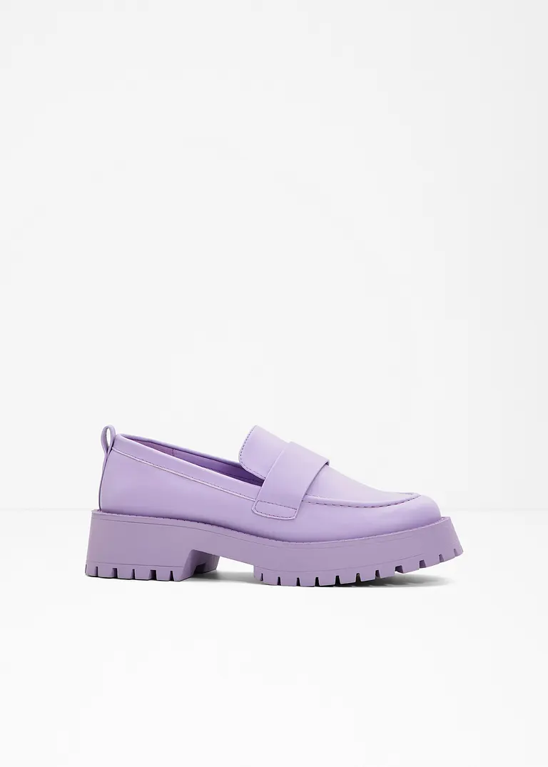 Chunky Loafer in lila von vorne - bonprix