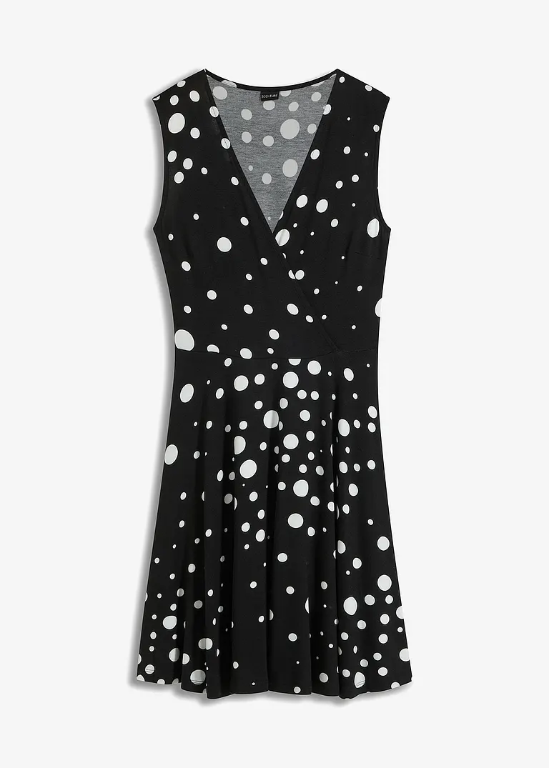 Jerseykleid mit auffälligem Druck in schwarz von vorne - bonprix