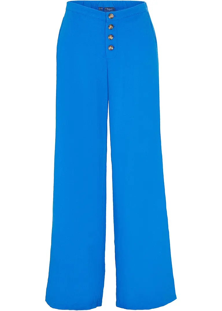 Palazzo-Hose mit Leinen mit extra langem Bein in blau von vorne - bonprix