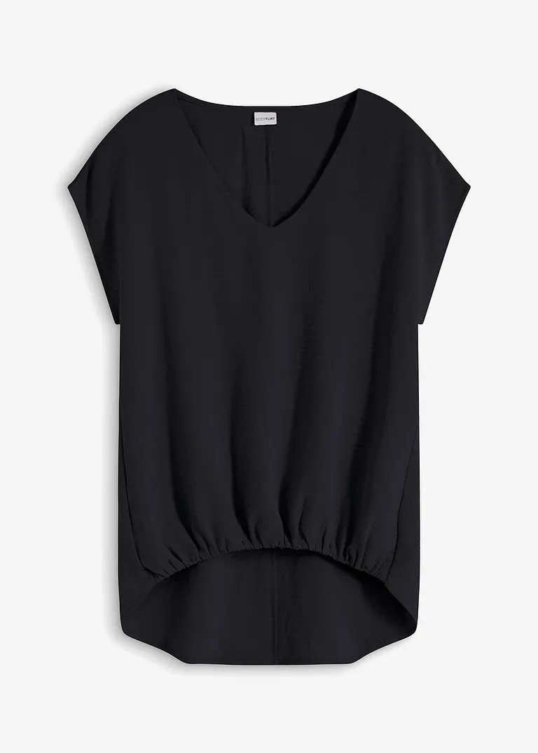 Vokuhila-Top in schwarz von vorne - bonprix