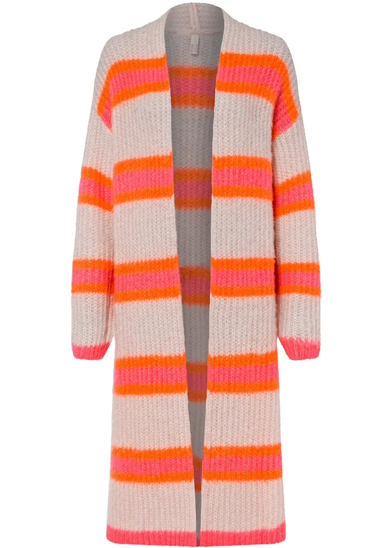 Oversize-Strickmantel in beige von vorne - bonprix