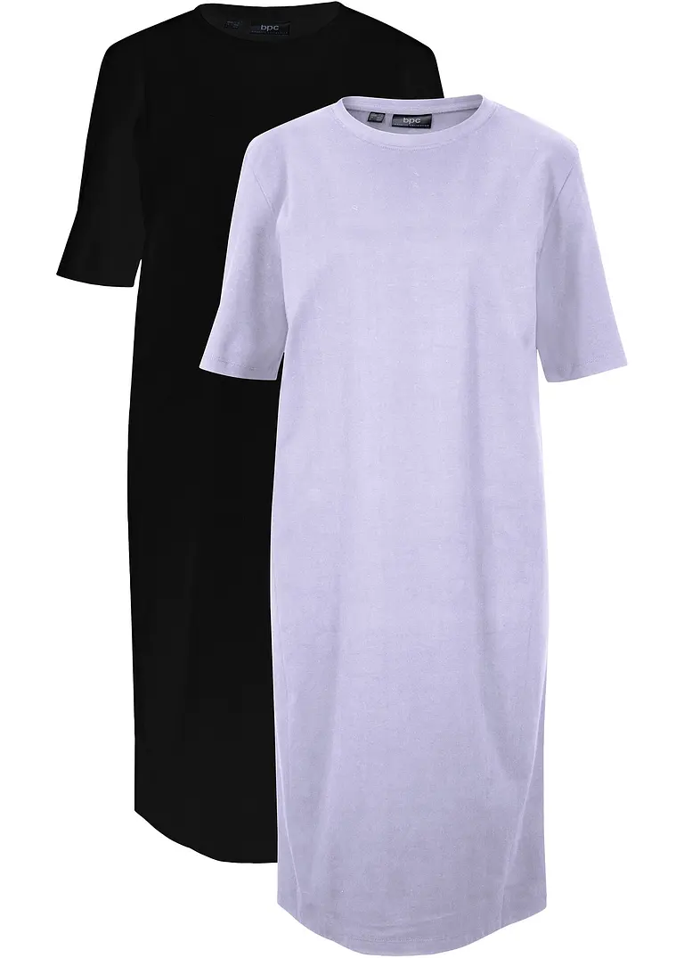 T-Shirtkleid, oversize (2er Pack) in lila von vorne - bonprix