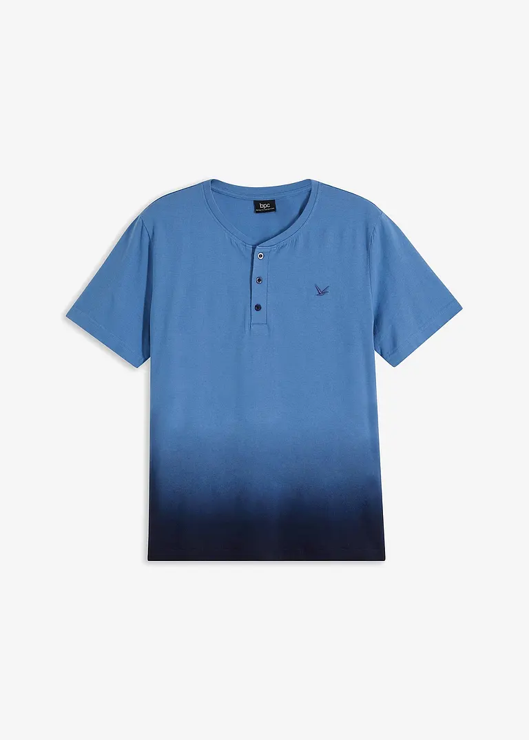 Henleyshirt, Kurzarm mit Farbverlauf in blau von vorne - bpc bonprix collection