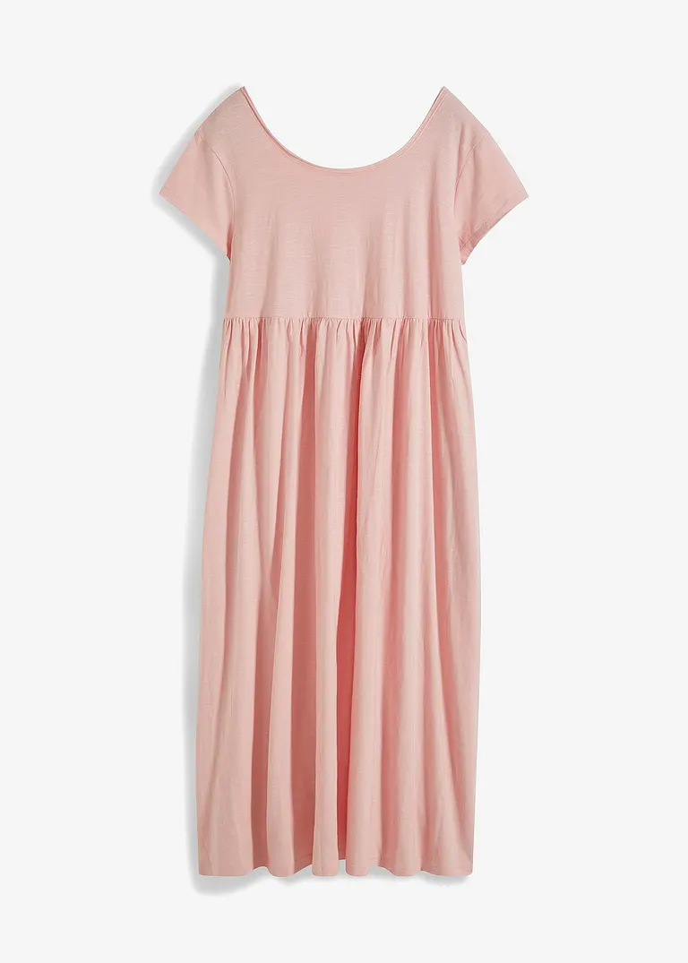 Midi Shirtkleid mit Schlitz in rosa von vorne - bonprix