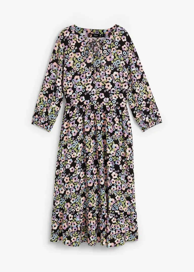 Midikleid aus Viskose in schwarz von vorne - bonprix