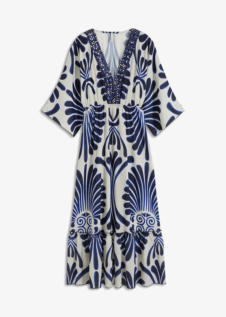 Maxikleid aus fließender Viskose in blau von vorne - bonprix