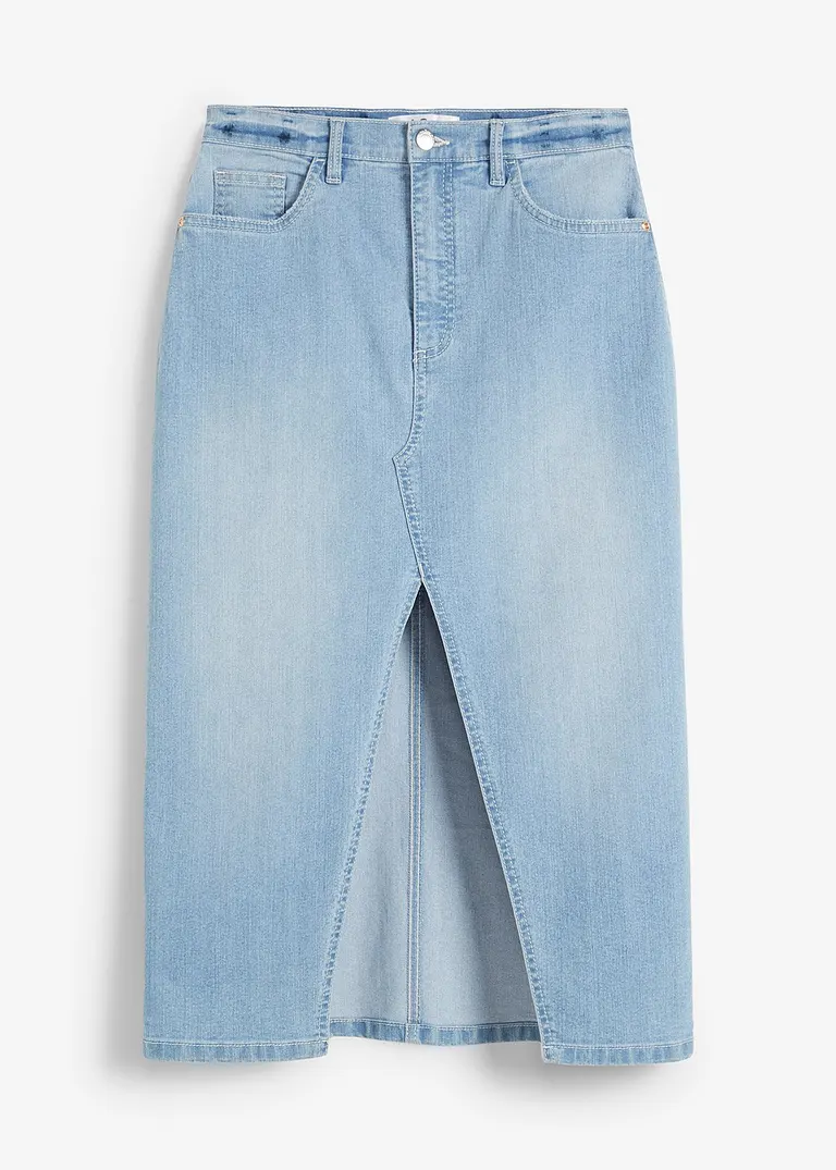 Stretch-Jeansrock, Midi Länge in blau von vorne - John Baner JEANSWEAR