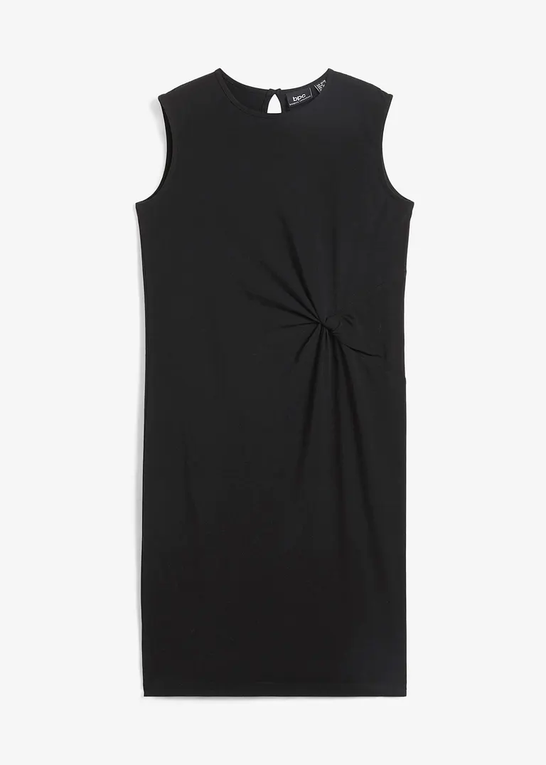 Jersey-Kleid mit Knotendetail in schwarz von vorne - bpc bonprix collection