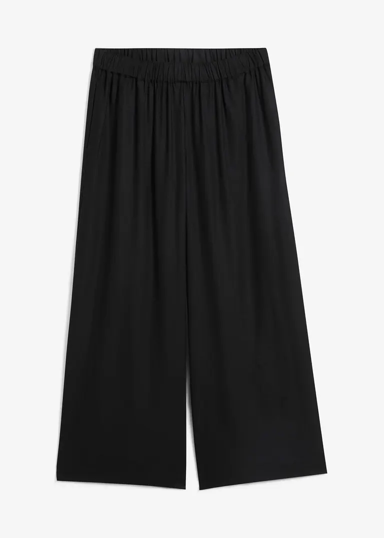 Weite Culotte aus nachhaltiger Viskose in schwarz von vorne - bonprix