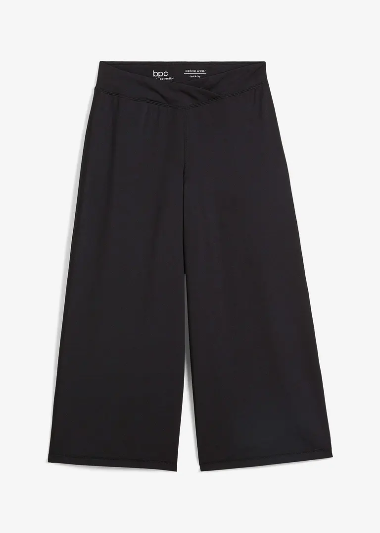 Wadenlange Sport-Hose, schnelltrocknend in schwarz von vorne - bonprix