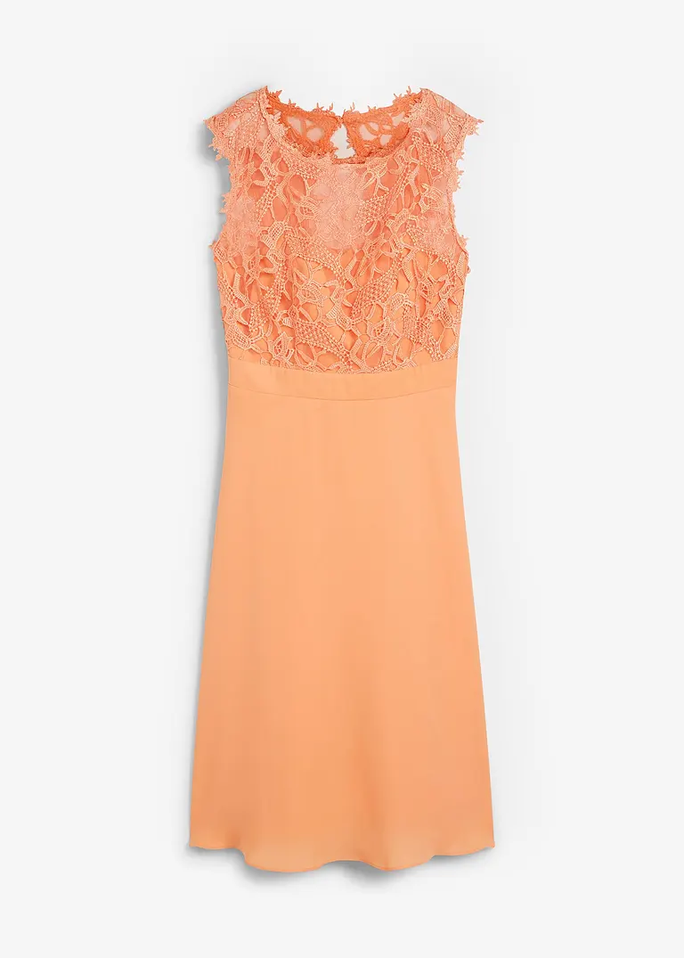 Kleid mit Spitze in orange von vorne - bonprix
