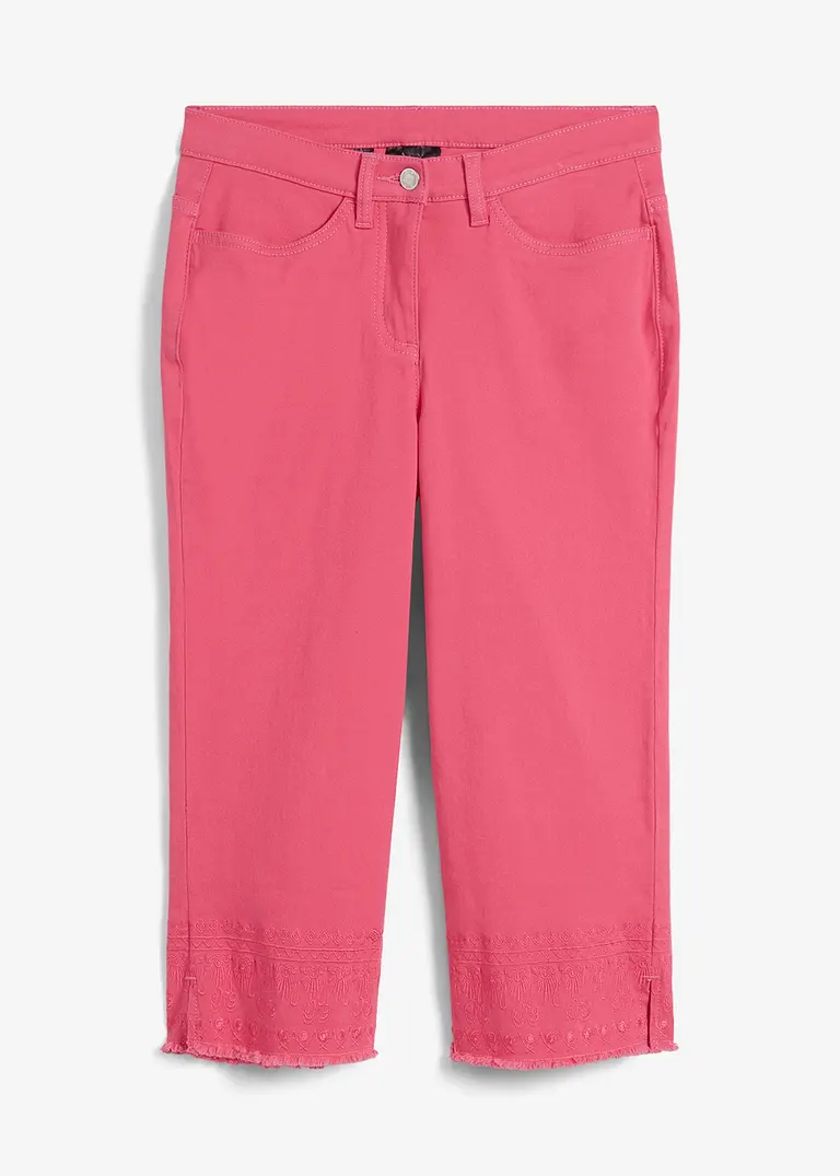 Capri-Jeans in pink von vorne - bonprix