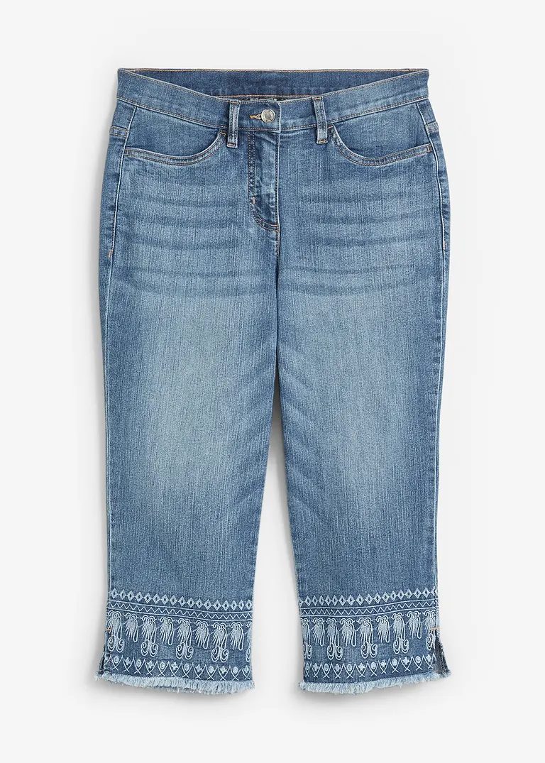 Capri-Jeans in blau von vorne - bonprix