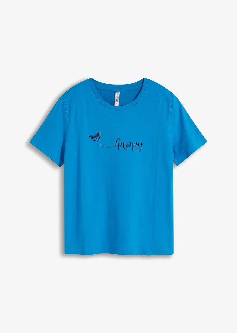 T-Shirt in blau von vorne - bonprix