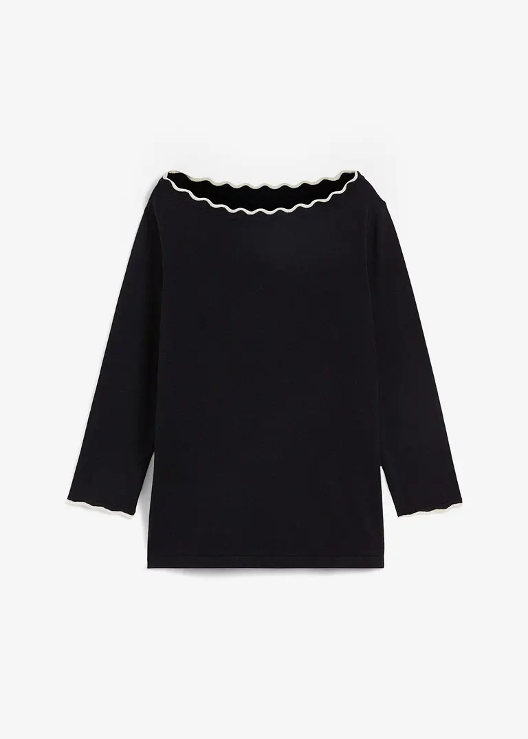 Pullover mit Seidenanteil in schwarz von vorne - bonprix