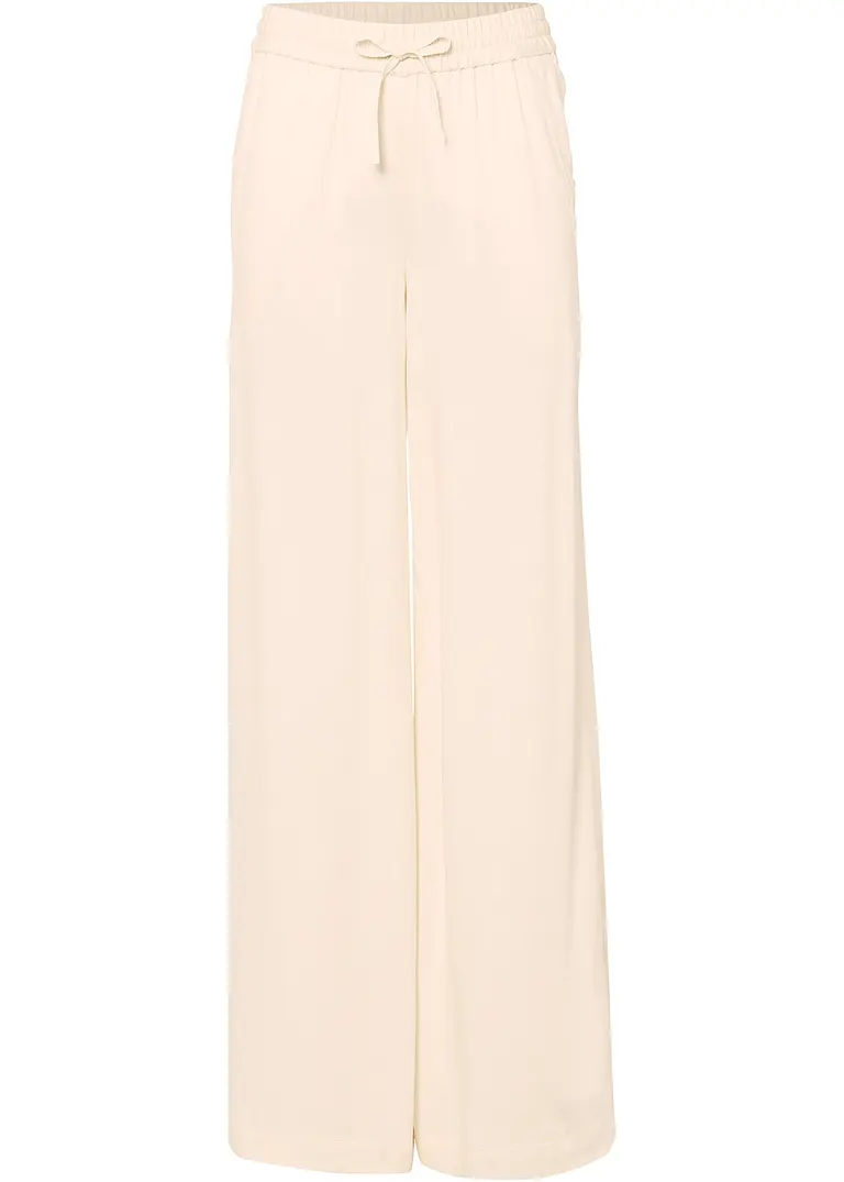 Marlenehose aus feiner Viskose in beige von vorne - bonprix