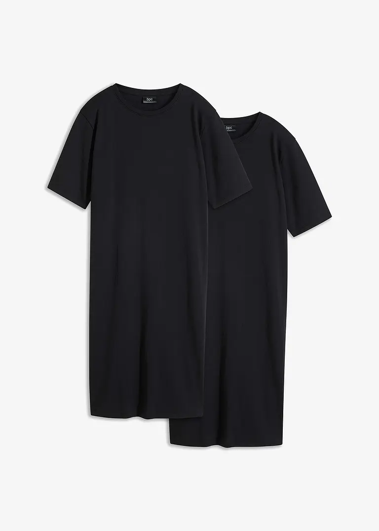T-Shirtkleid, oversize (2er Pack) in schwarz von vorne - bonprix