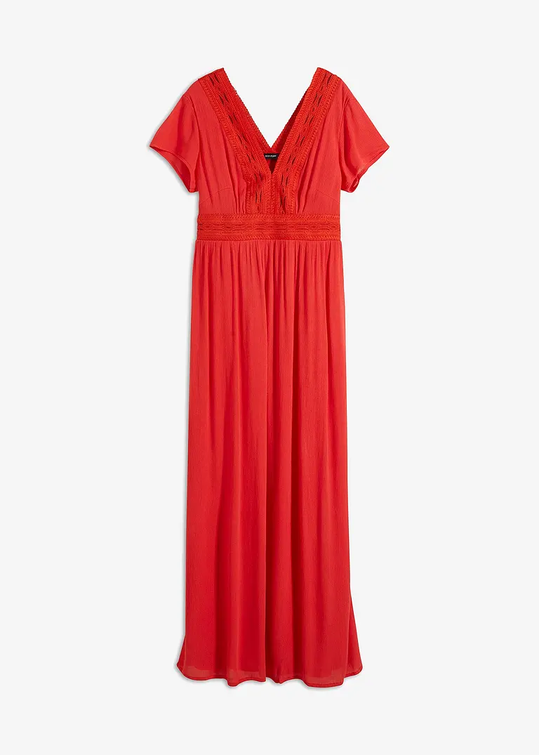 Sommer-Maxikleid mit Spitze in rot von vorne - BODYFLIRT