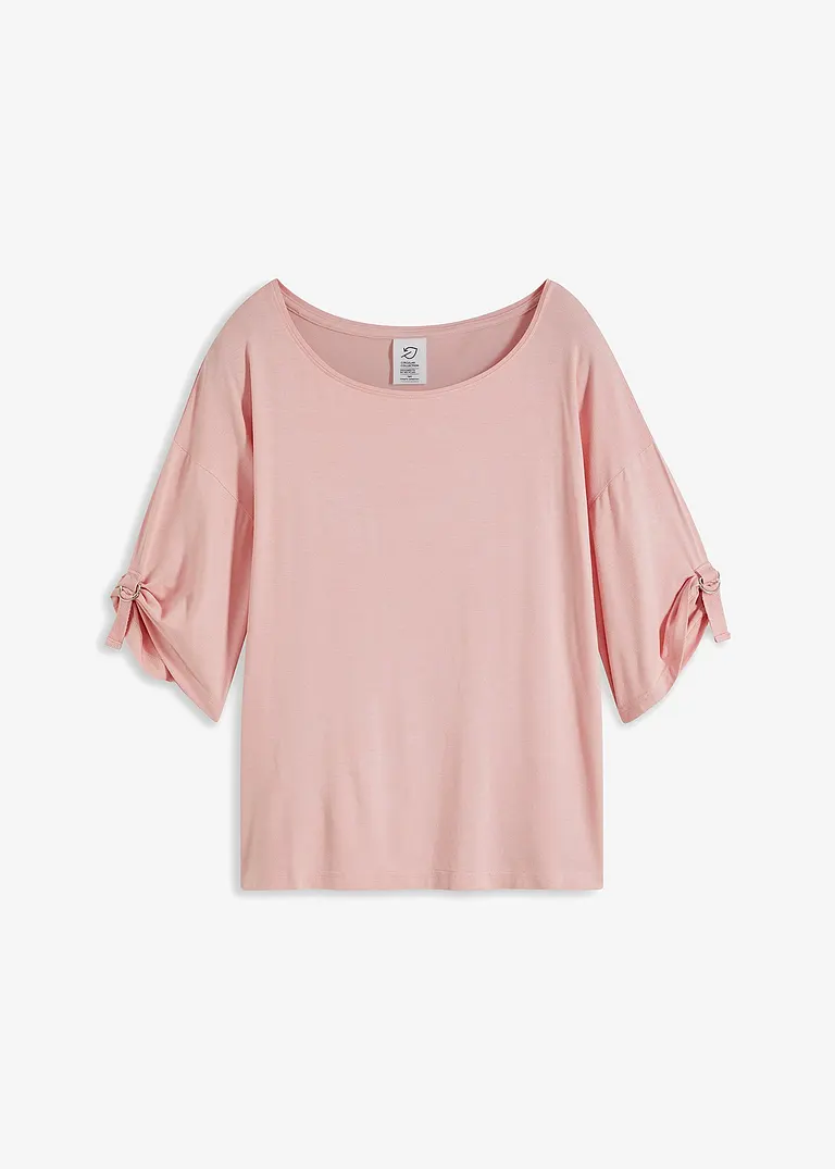 T-Shirt mit U-Boot-Ausschnitt in rosa von vorne - bonprix