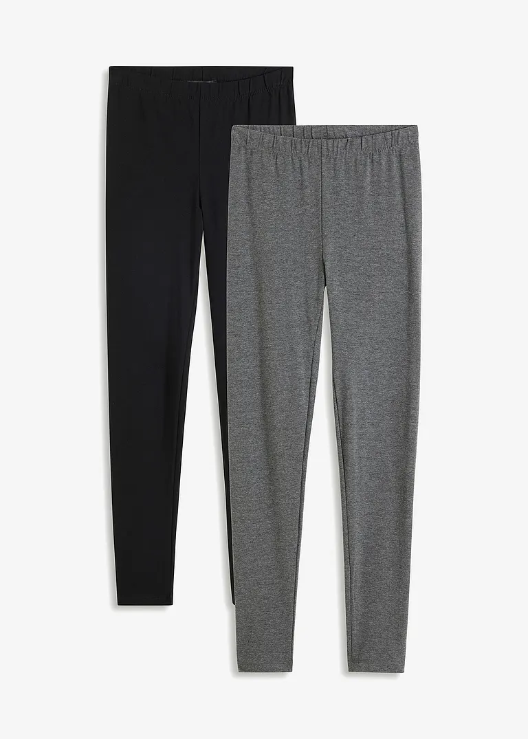Leggings (2er-Pack) in grau von vorne - bonprix