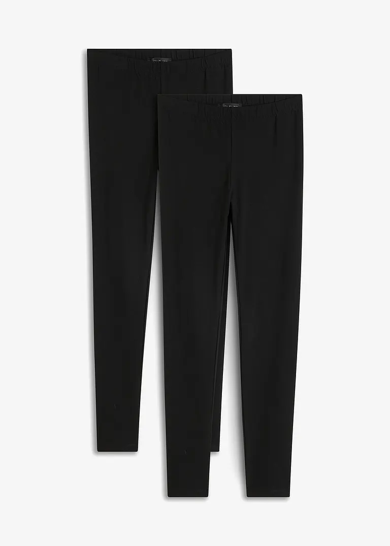 Leggings (2er-Pack), lang in schwarz von vorne - bonprix