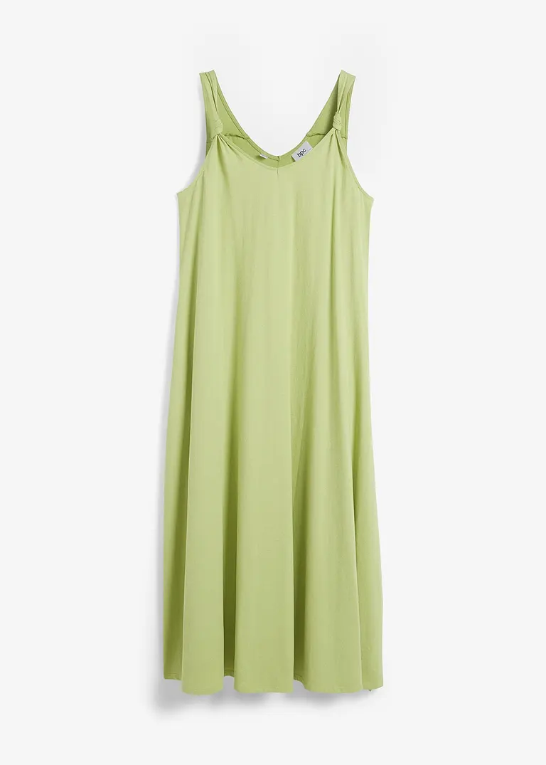 Jerseykleid aus reiner Baumwolle in grün von vorne - bonprix