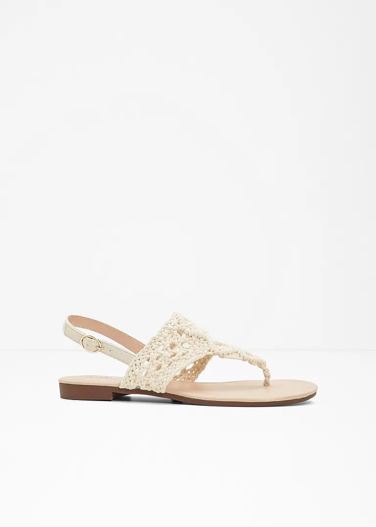 Zehensteg Sandale in beige von vorne - bonprix
