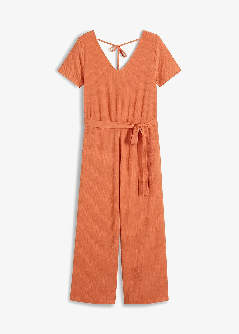 Jerseycrepe-Overall  in orange von vorne - BODYFLIRT