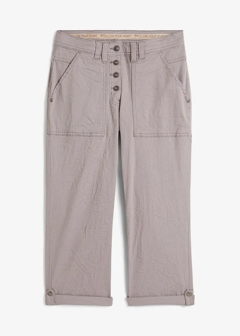 Stretch-Hose mit Crash-Effekt in grau von vorne - bonprix