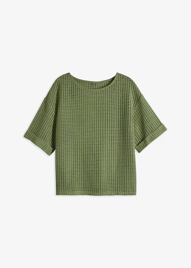 Oversize-Shirt mit Struktur in grün von vorne - bonprix