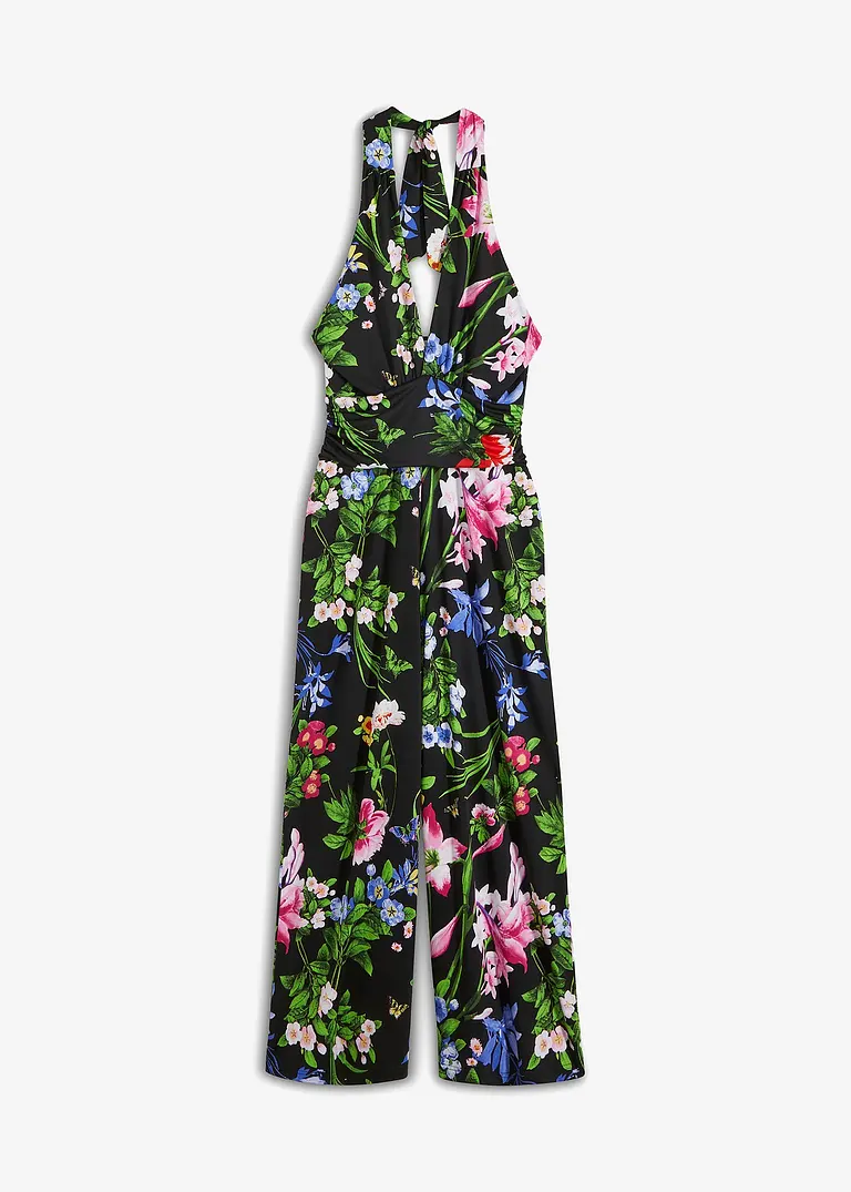 Jersey-Jumpsuit in schwarz von vorne - BODYFLIRT boutique