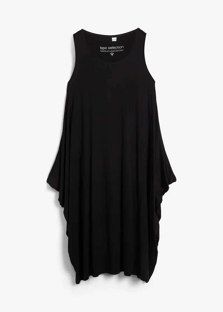 Jersey-Midikleid in schwarz von vorne - bonprix