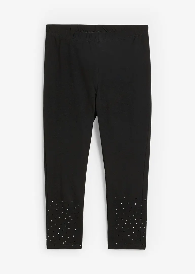 Capri-Leggings mit Glitzersteinen in schwarz von vorne - bpc selection