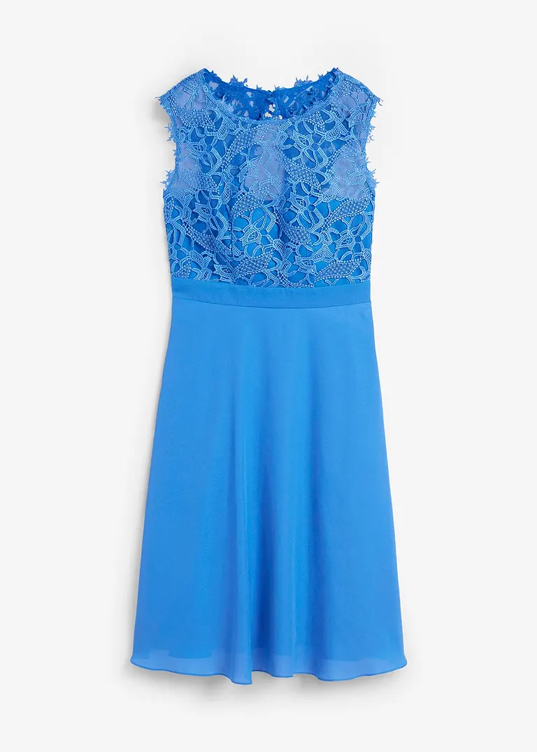 Kleid mit Spitze in blau von vorne - bonprix