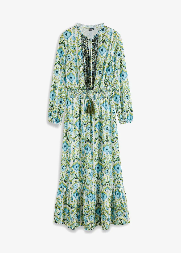 bedrucktes Maxikleid in beige von vorne - bonprix