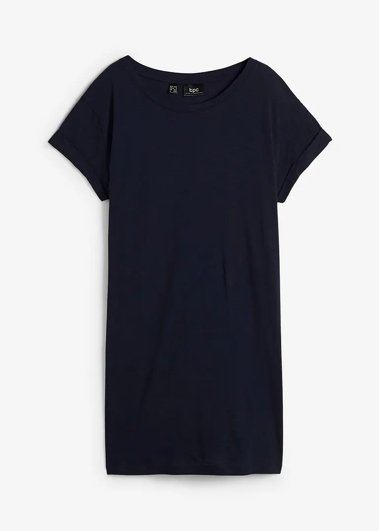 Boxy-Longshirt mit kurzen Ärmeln in blau von vorne - bonprix