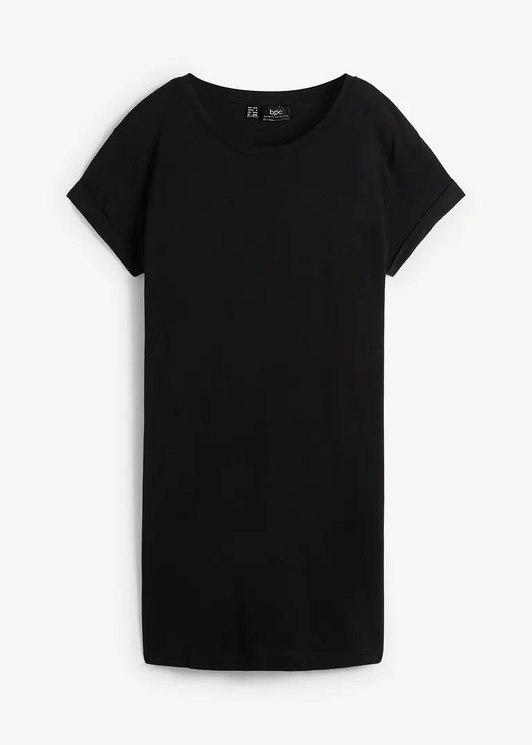 Boxy-Longshirt mit kurzen Ärmeln in schwarz von vorne - bonprix