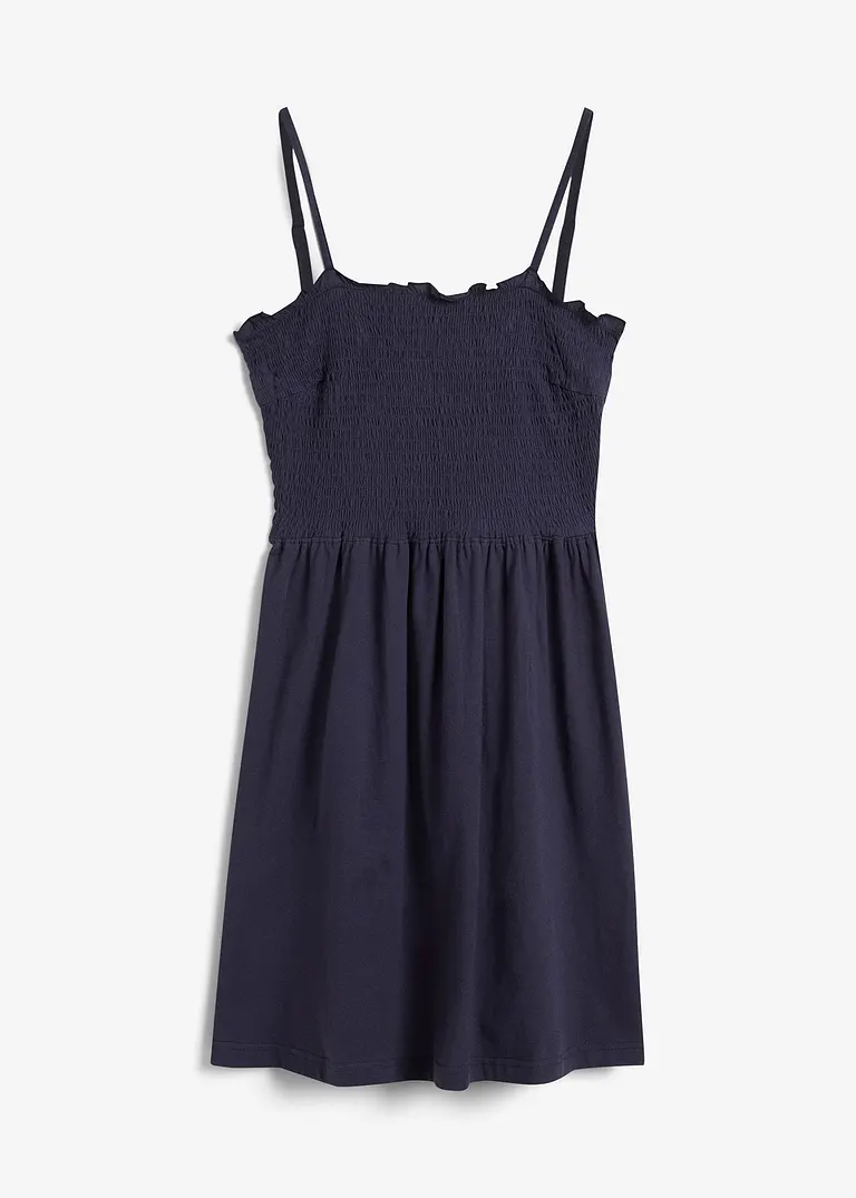 Jerseykleid aus reiner Bio-Baumwolle in blau von vorne - bonprix