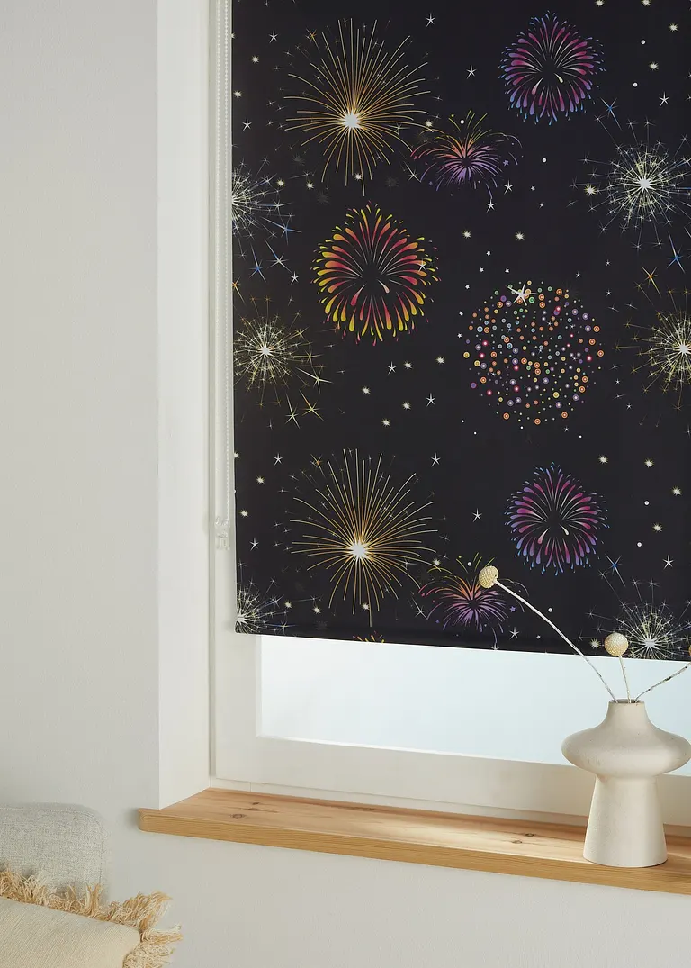 Verdunkelungsrollo mit fluoreszierendem Druck in schwarz - bpc living bonprix collection