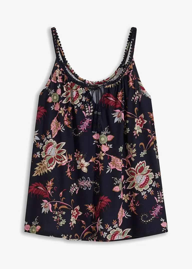 Shirttop mit Blumenprint in blau von vorne - bonprix