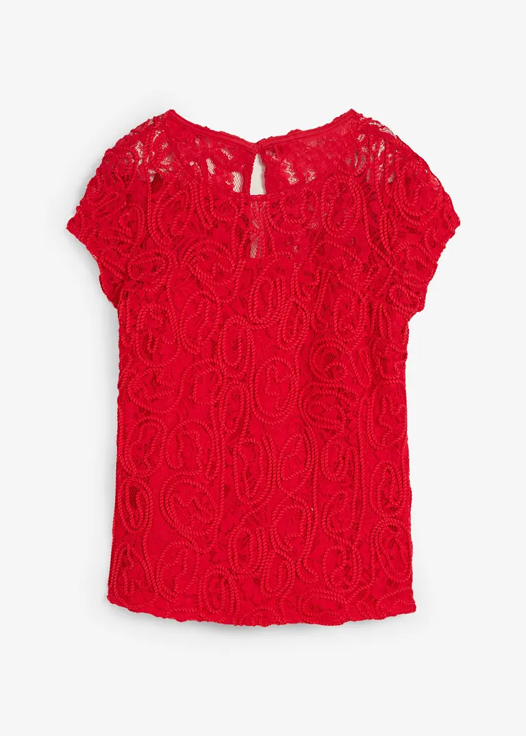 Blusenshirt aus Kordel-Spitze in rot von vorne - bonprix
