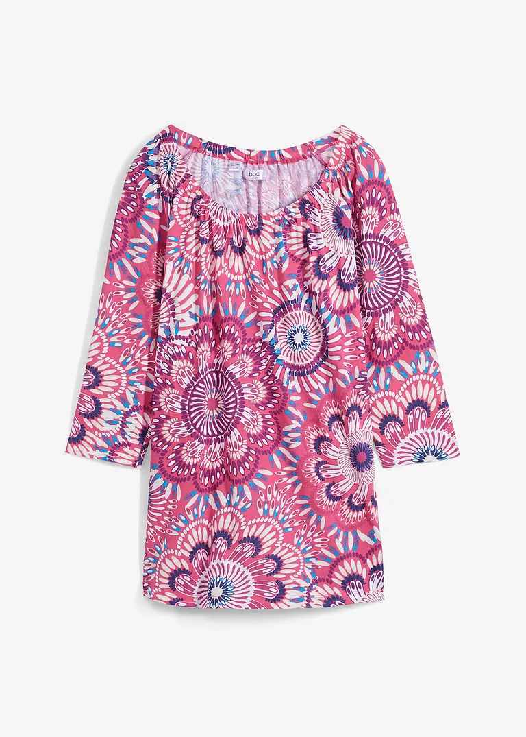 Shirt, 3/4-Arm aus reiner Bio-Baumwolle in pink von vorne - bonprix