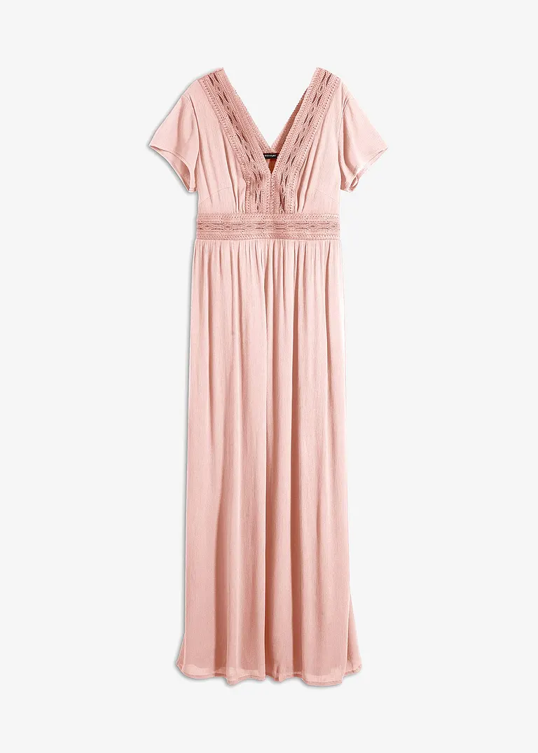 Sommer-Maxikleid mit Spitze in rosa von vorne - BODYFLIRT