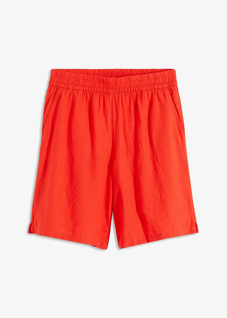 Shorts aus luftigem Leinen-Mix in rot von vorne - bonprix