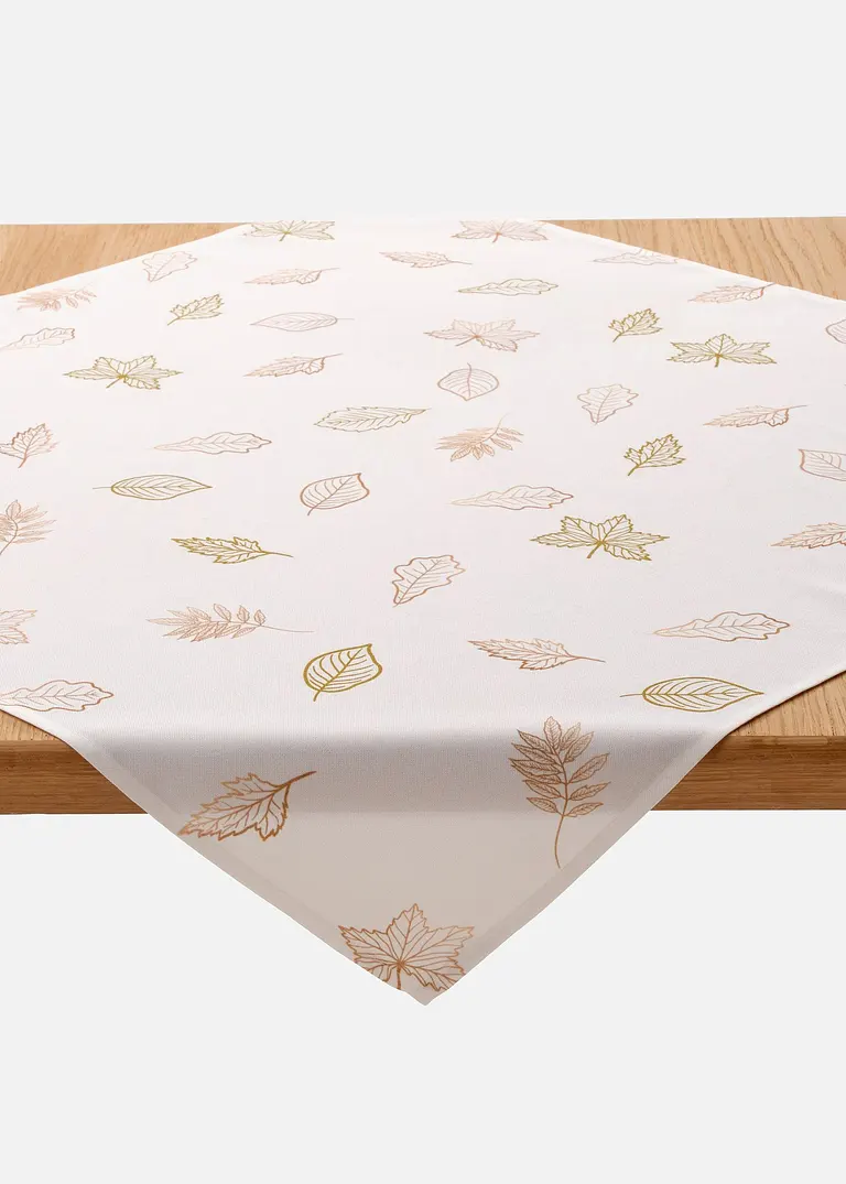Tischdecke mit Blätterdruck in weiß - bpc living bonprix collection