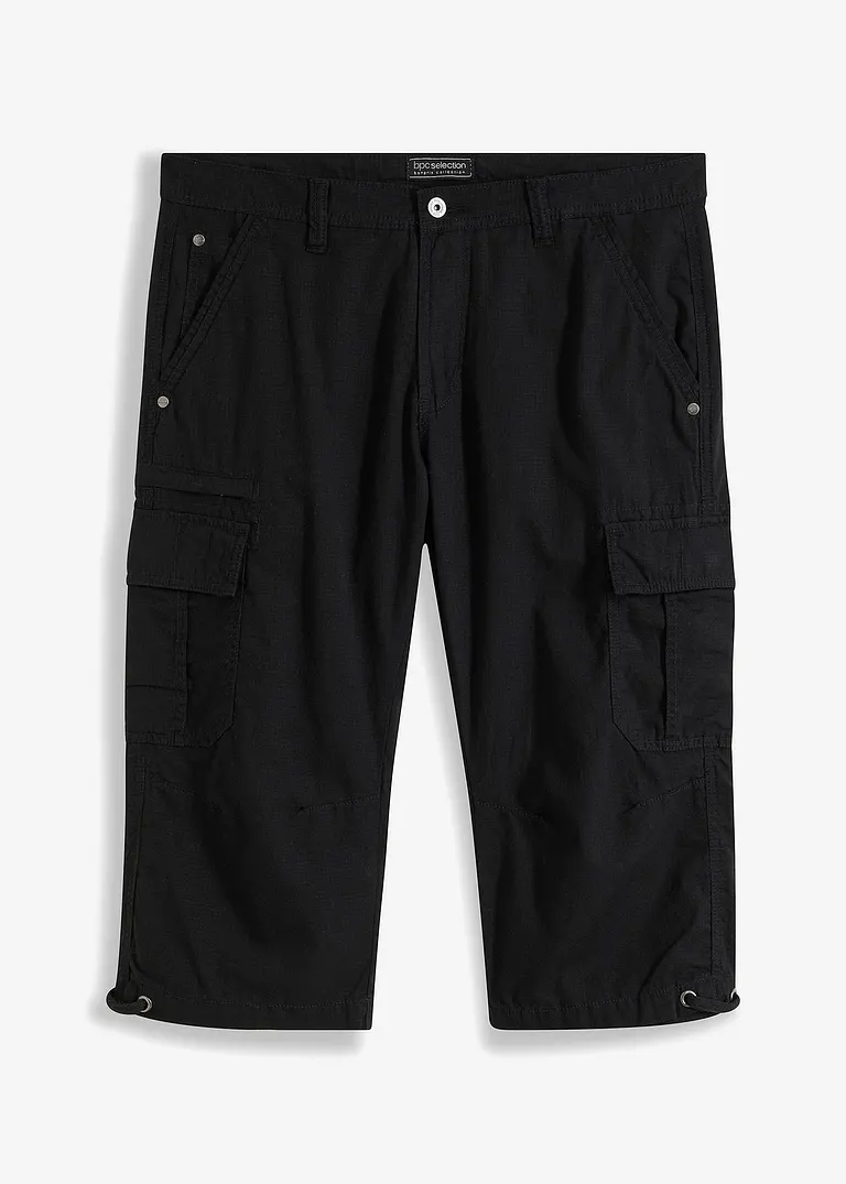 Regular Fit Cargo-Long-Bermuda aus reiner Baumwolle in grau von vorne - bonprix