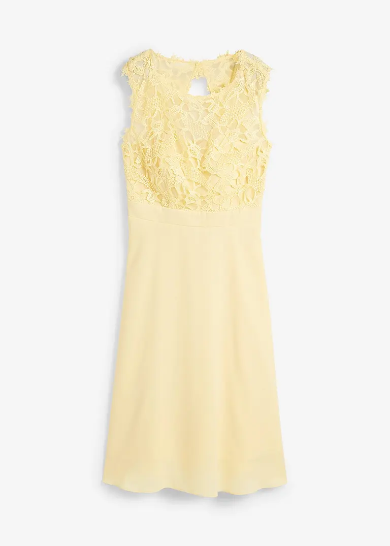 Kleid mit Spitze in gelb von vorne - bonprix